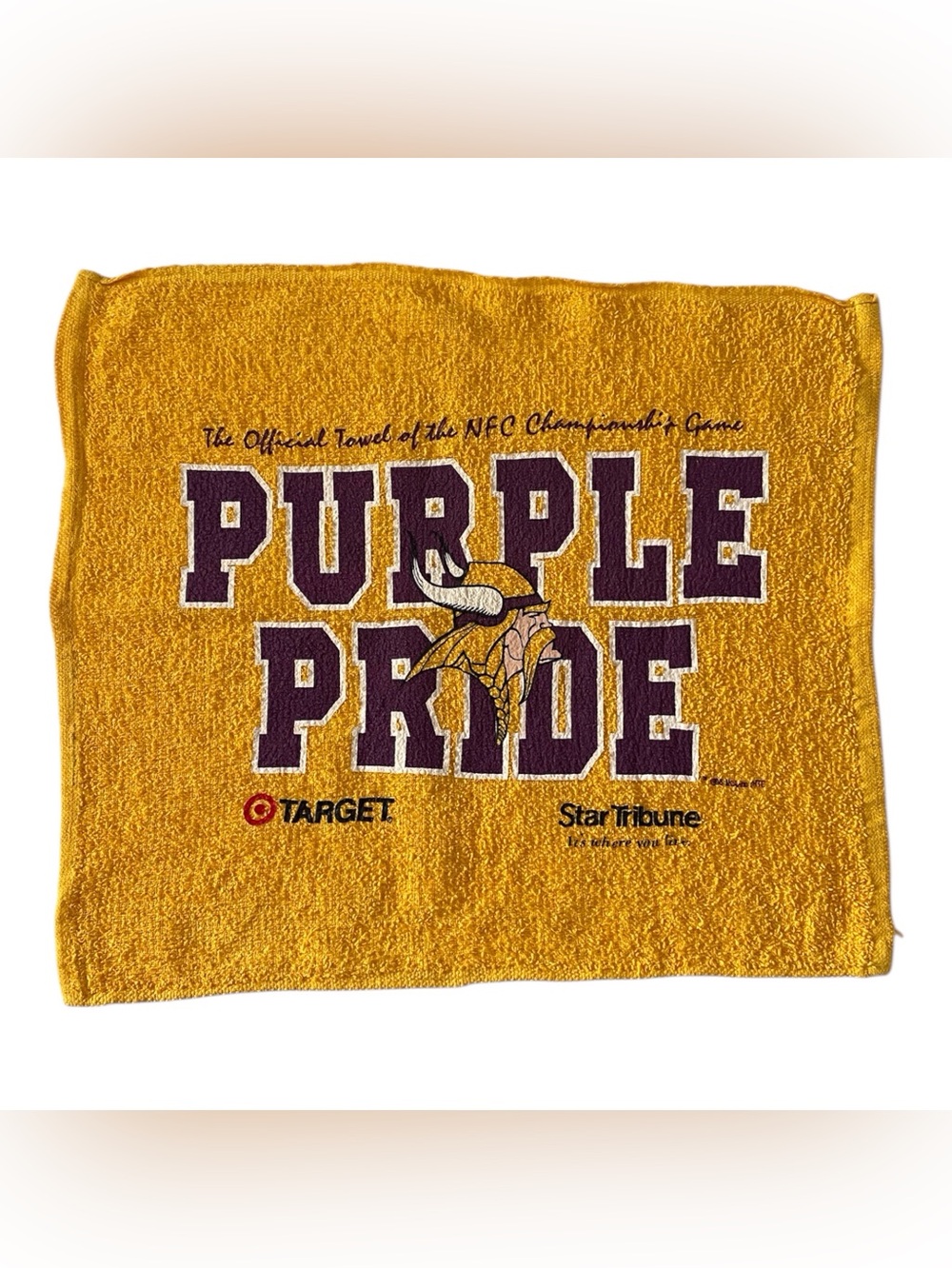 1998 Minnesota Vikings Purple Pride NFC Championship Game Yellow Towel.